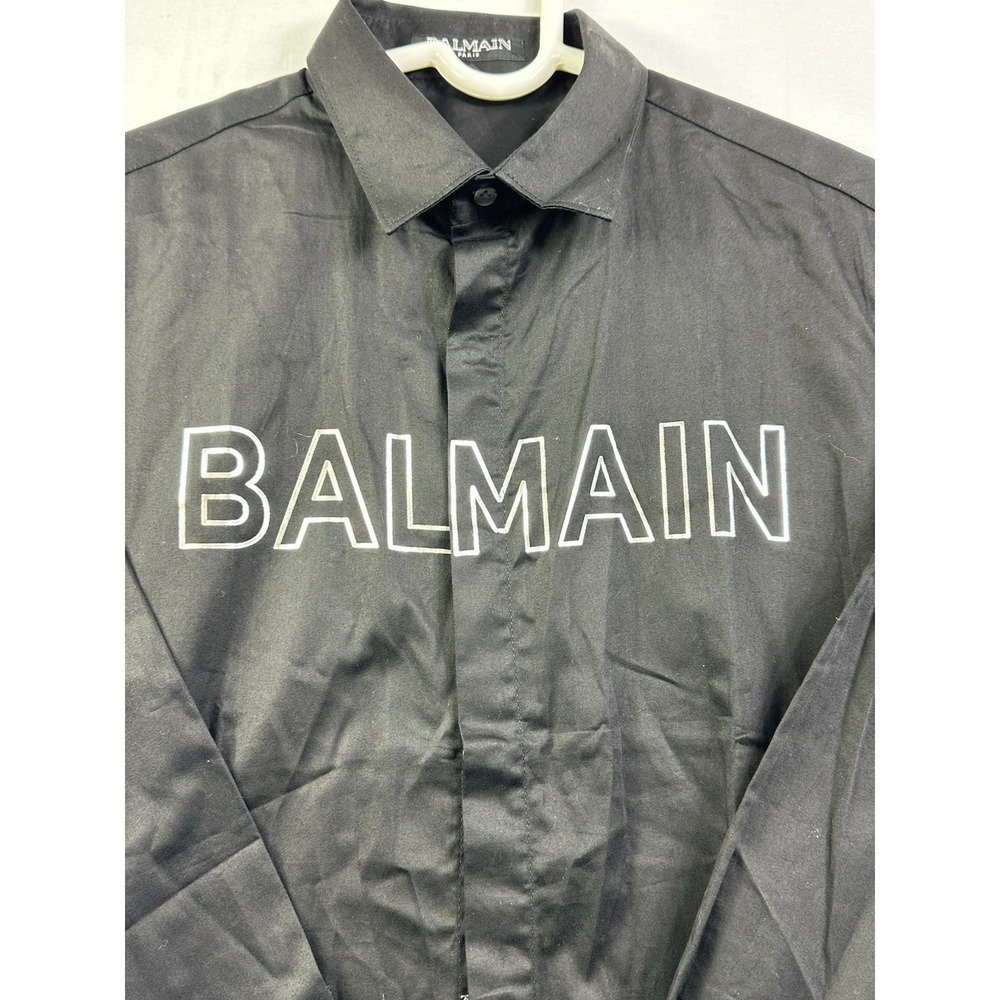 BALMAIN MEN's BLACK LONG SLEEVE 100% COTTON‎ SHIRT SZ 41-42 (L) MADE IN FRANCE